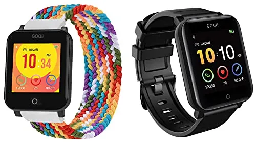 GOQii Smart Vital Fitness SpO2 Junior for Kids Body Temperature and Blood Pressure Tracker Fitness Band/ Smartwatch with 3 Months Personal Coaching (Black)