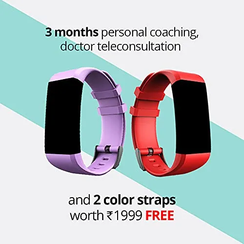 GOQii Vital 4.0 Oximeter built-in continuous SpO2, Heart rate & body temperature monitoring with 3 months personal coaching(Black)