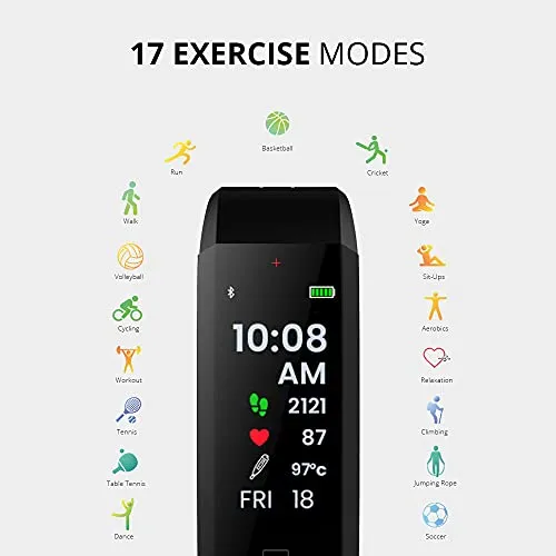 GOQii Vital 4.0 Oximeter built-in continuous SpO2, Heart rate & body temperature monitoring with 3 months personal coaching(Black)