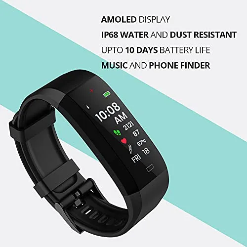 GOQii Vital 4.0 Oximeter built-in continuous SpO2, Heart rate & body temperature monitoring with 3 months personal coaching(Black)