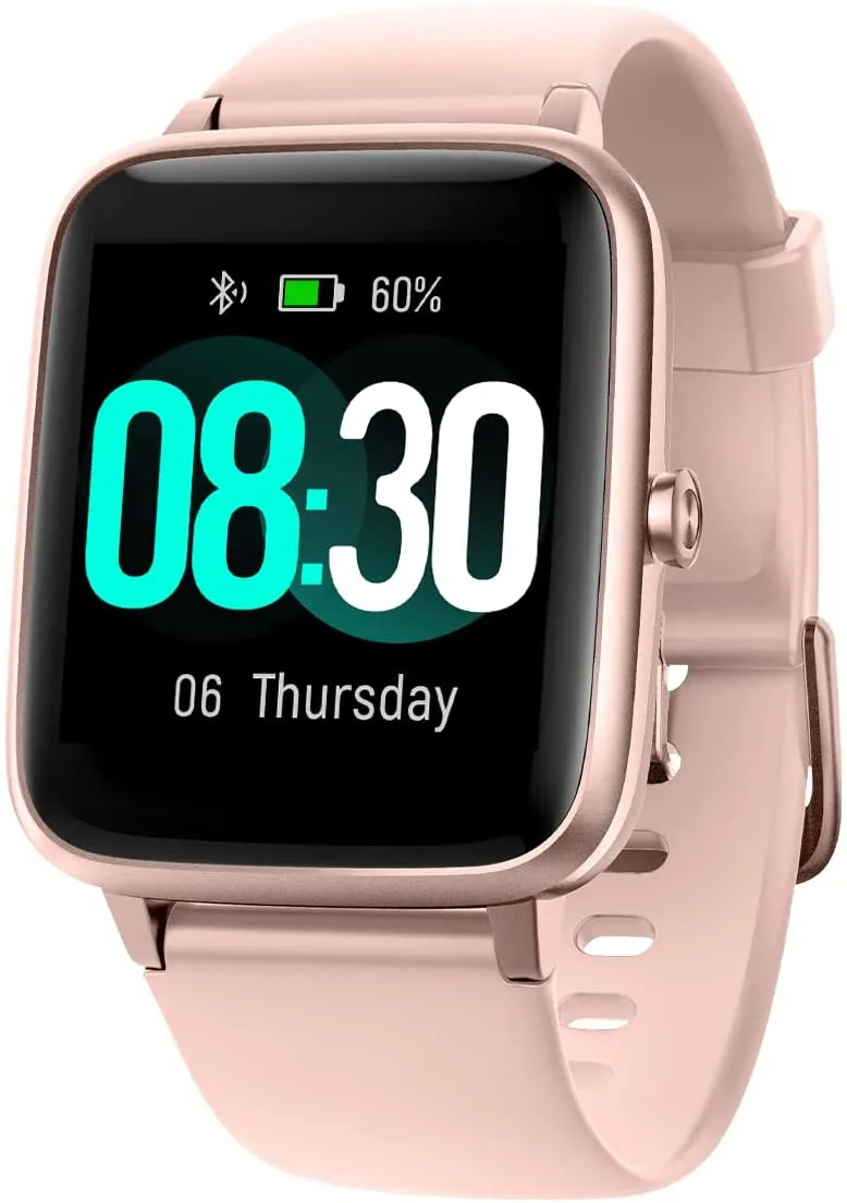 GRV Smart Watch for iOS and Android Phones, Watches for Men Women IP68 Waterproof Smartwatch Fitness Tracker Watch with Heart Rate/Sleep Monitor Steps Calories Counter (Pink)