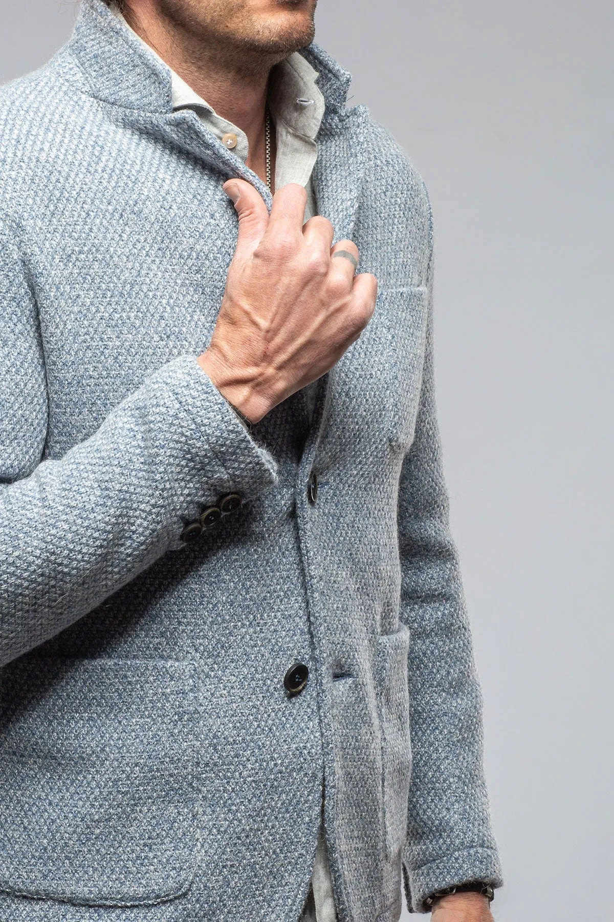 Halifax Knit Coat In Light Blue