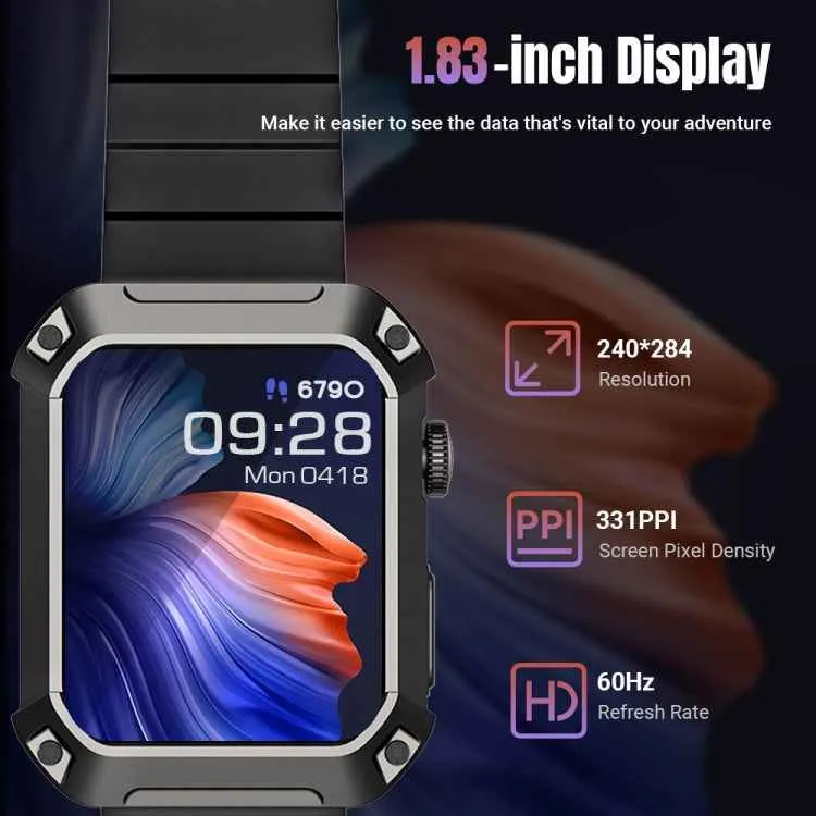 HAMTOD NX3 Pro 1.83 inch Rugged Smart Watch, Support Bluetooth Call / Sleep / Heart Rate / Blood Oxygen / Blood Pressure Monitoring(Green)