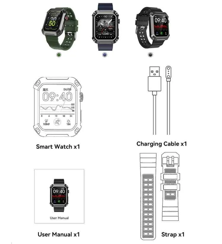 HAMTOD NX3 Pro 1.83 inch Rugged Smart Watch, Support Bluetooth Call / Sleep / Heart Rate / Blood Oxygen / Blood Pressure Monitoring(Green)
