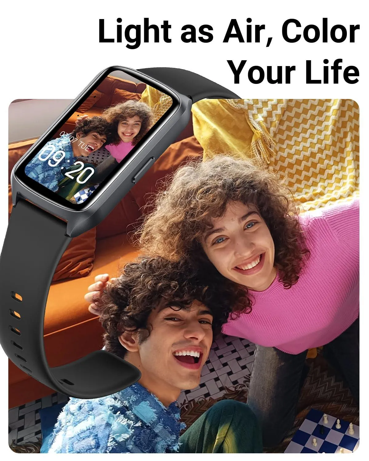 Health Fitness Tracker with 24/7 Heart Rate, Blood Oxygen, Blood Pressure, Sleep Tracker, Step Counter, 5ATM Waterproof Activity Trackers and Smart Watches for Women Men Kids (S & L Bands Included)