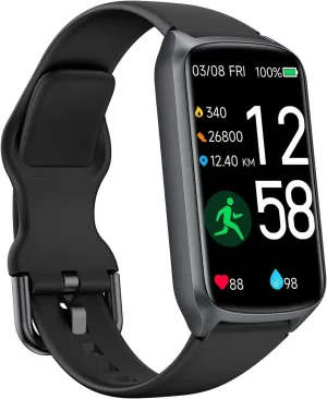 Health Fitness Tracker with 24/7 Heart Rate, Blood Oxygen, Blood Pressure, Sleep Tracker, Step Counter, 5ATM Waterproof Activity Trackers and Smart Watches for Women Men Kids (S & L Bands Included)