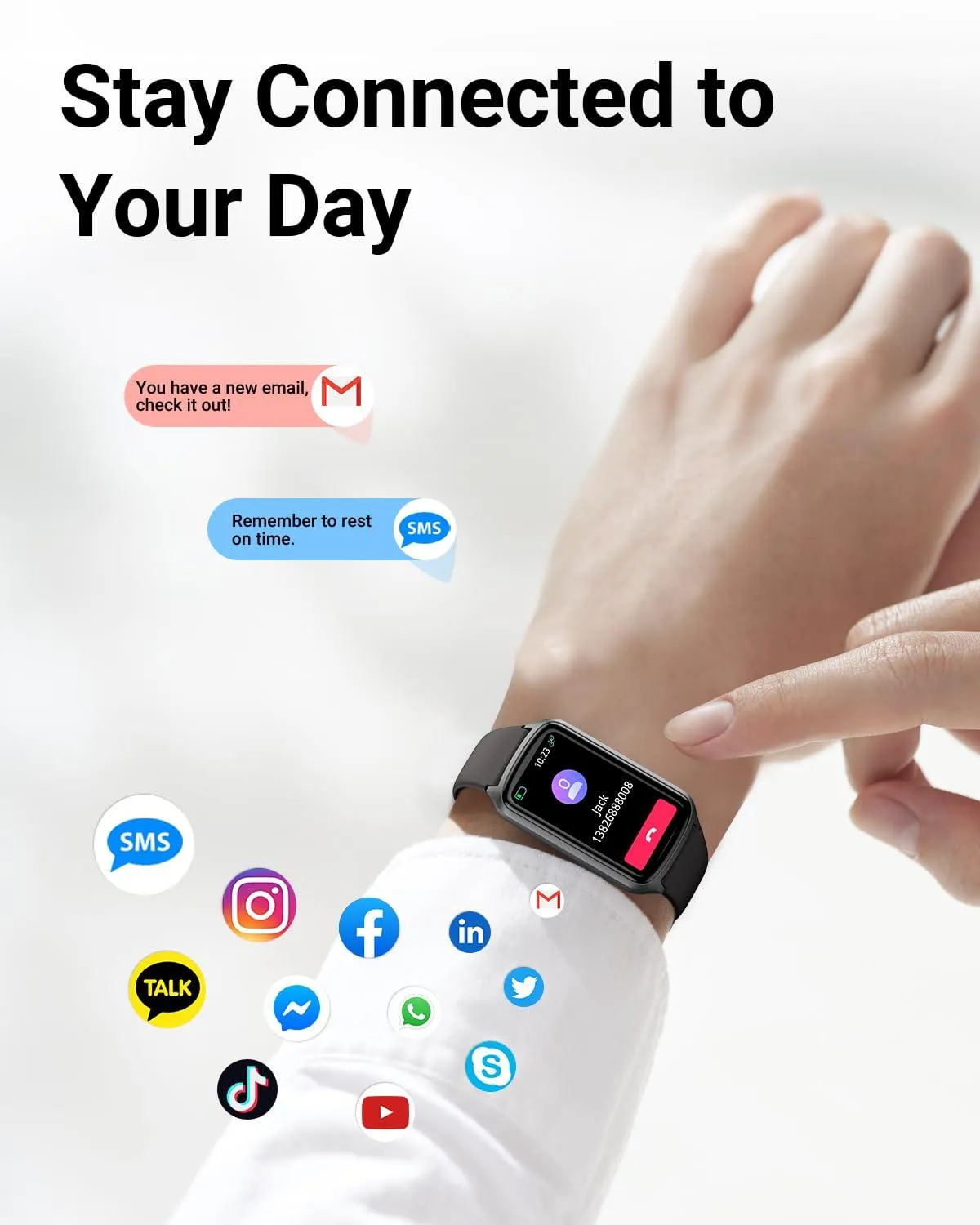 Health Fitness Tracker with 24/7 Heart Rate, Blood Oxygen, Blood Pressure, Sleep Tracker, Step Counter, 5ATM Waterproof Activity Trackers and Smart Watches for Women Men Kids (S & L Bands Included)