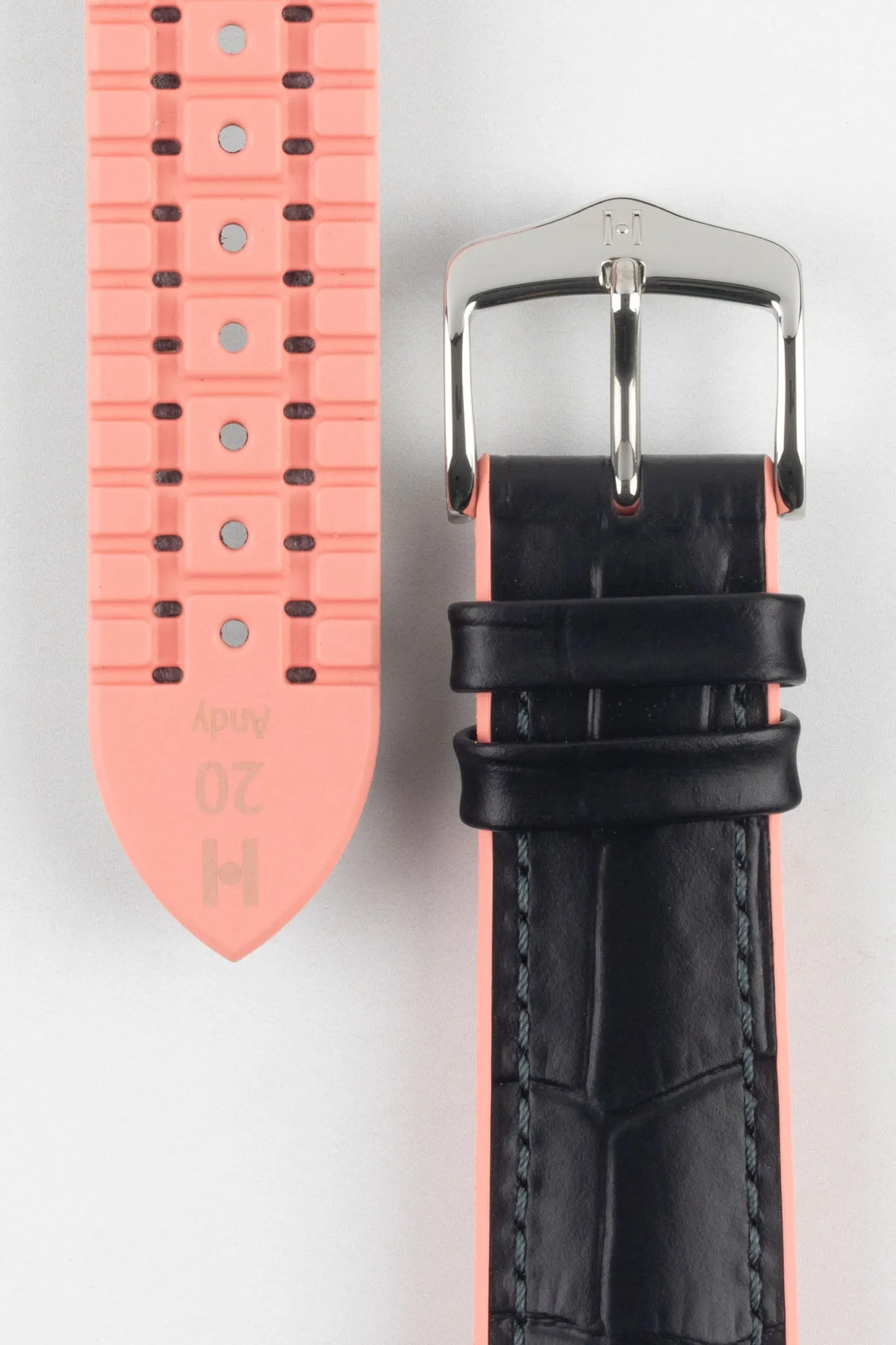 Hirsch ANDY Performance Watch Strap in BLACK & SALMON