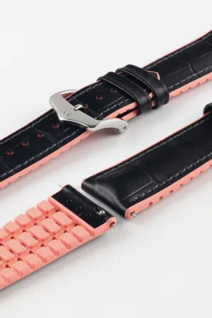 Hirsch ANDY Performance Watch Strap in BLACK & SALMON