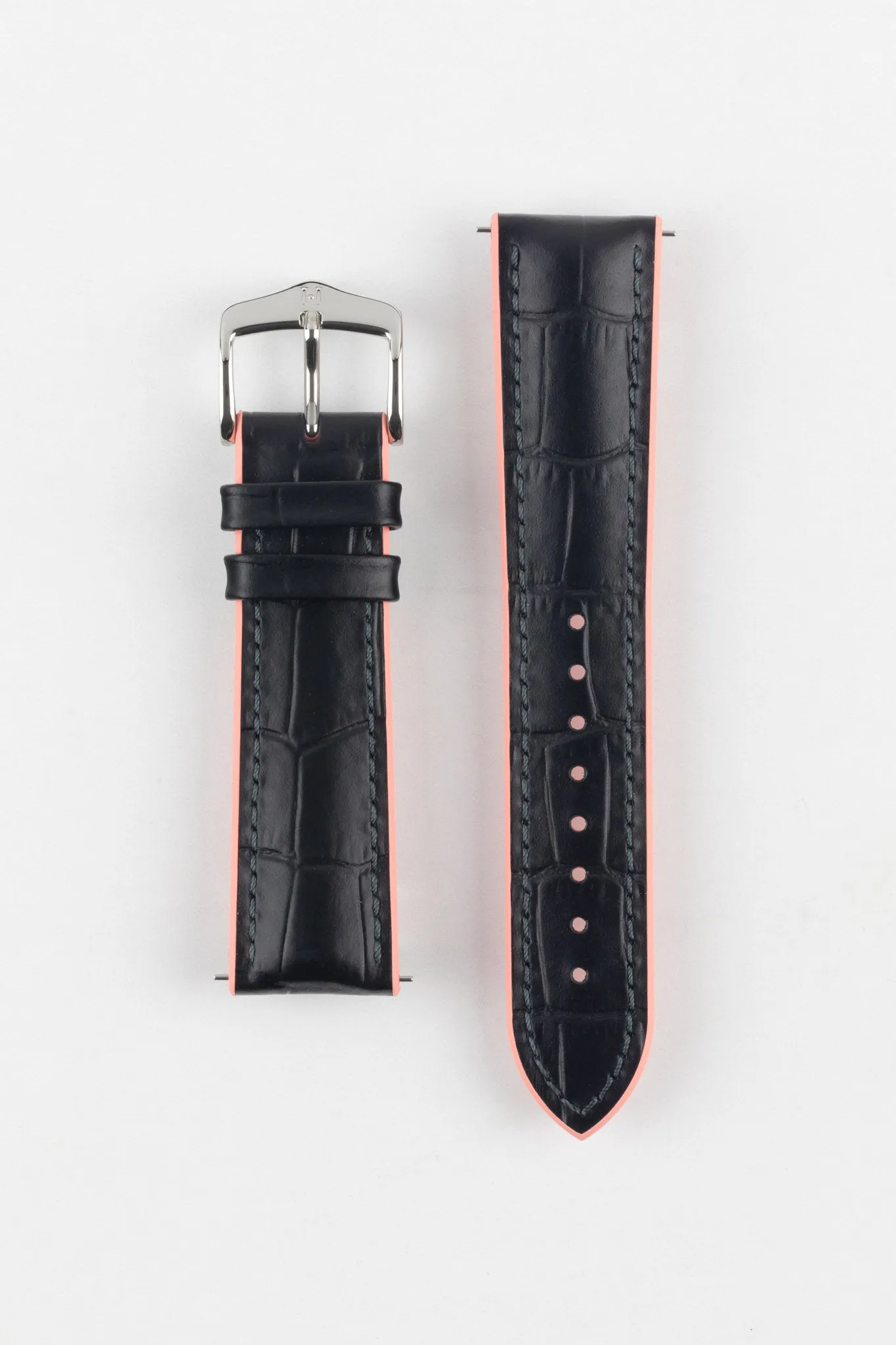 Hirsch ANDY Performance Watch Strap in BLACK & SALMON
