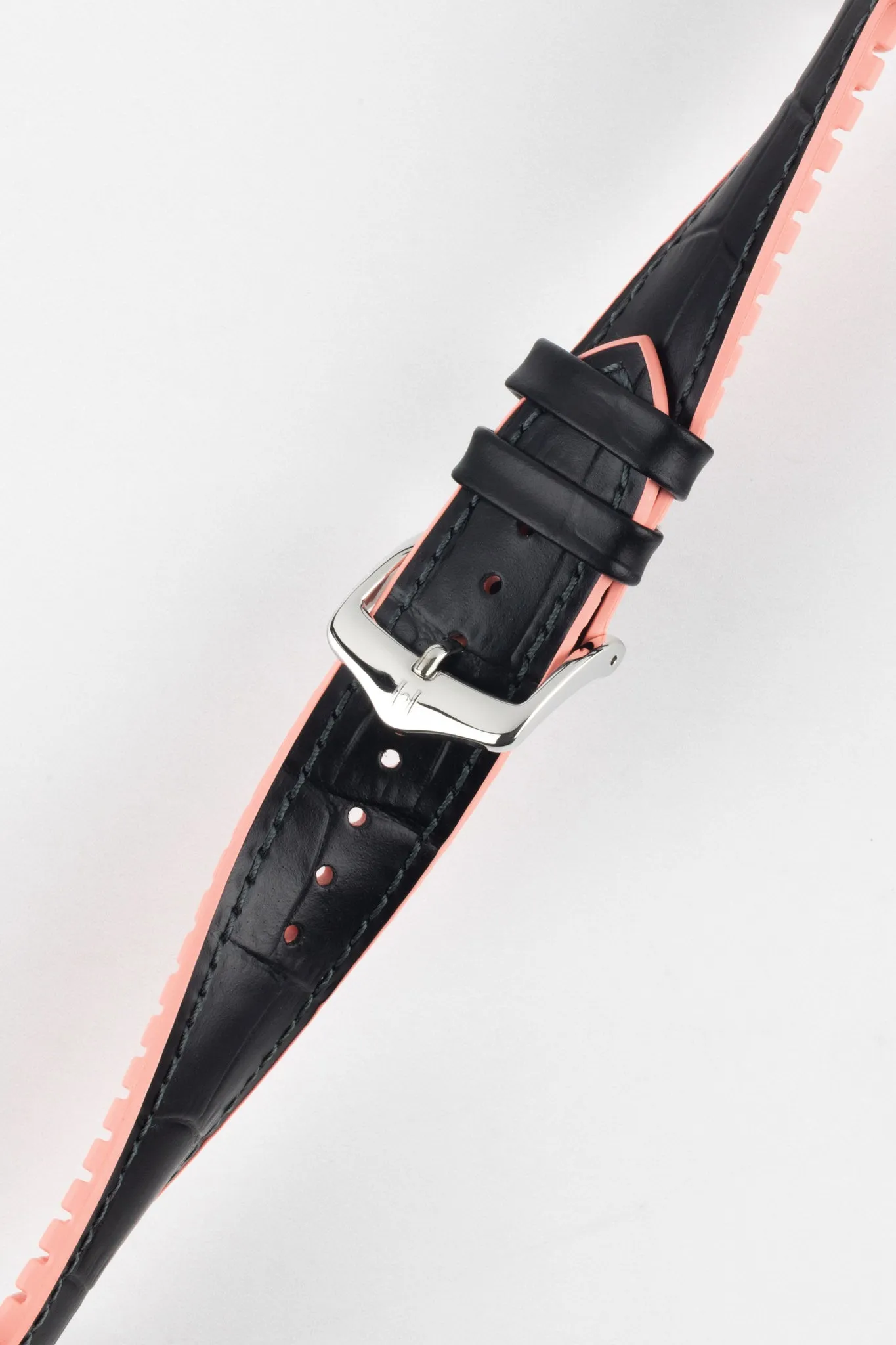 Hirsch ANDY Performance Watch Strap in BLACK & SALMON