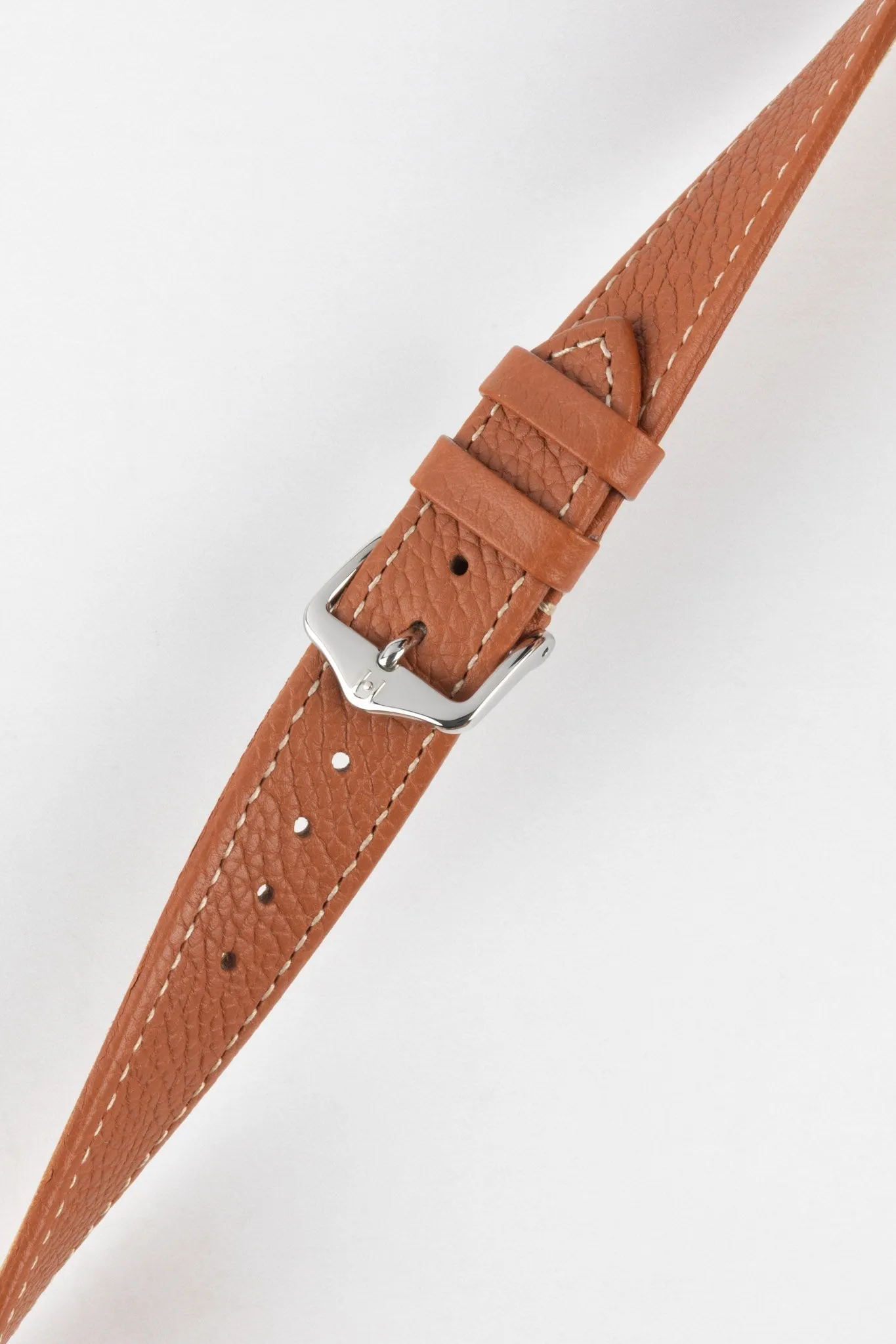 Hirsch BOLOGNA Quick-Release French-Style Textured Leather Watch Strap in GOLD BROWN