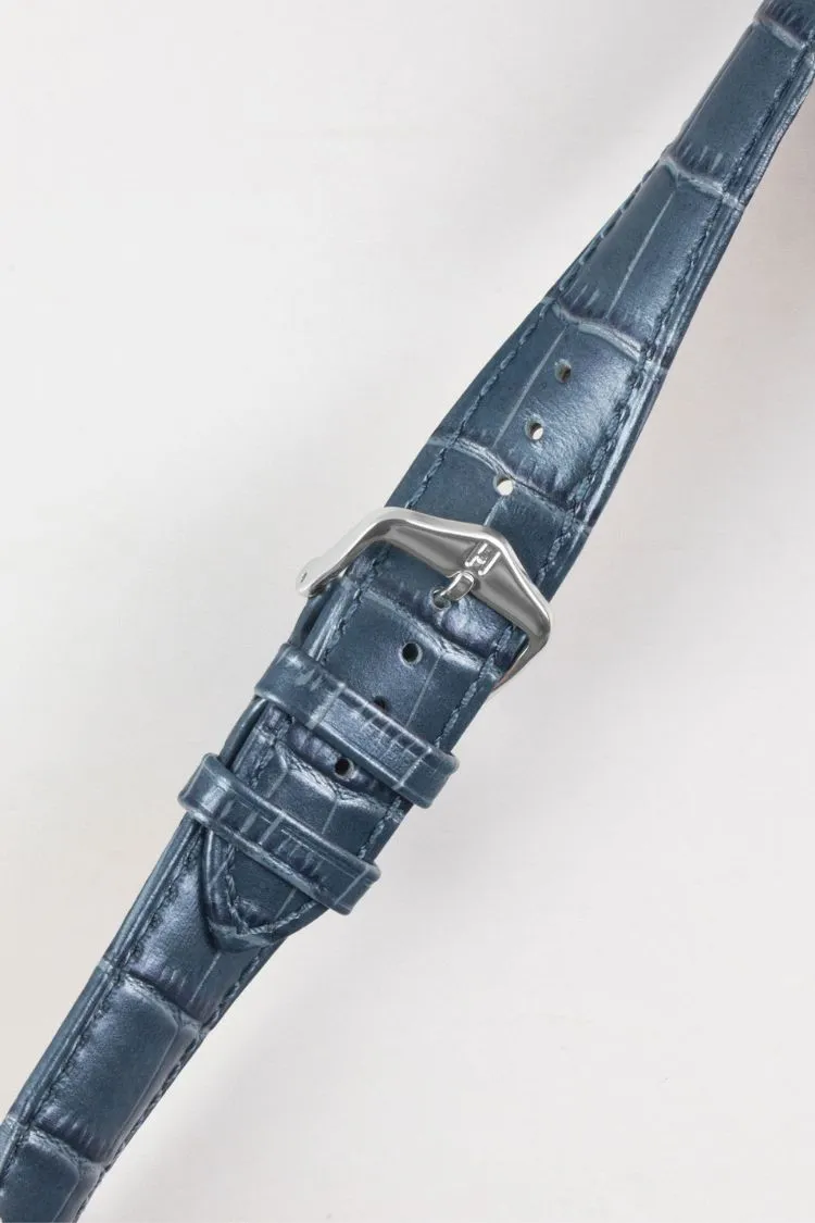 Hirsch DUKE METALLIC Alligator Decorated Blue Watch Strap
