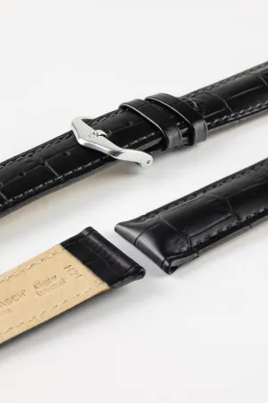 Hirsch DUKE NQR Alligator Embossed Leather Watch Strap - BLACK