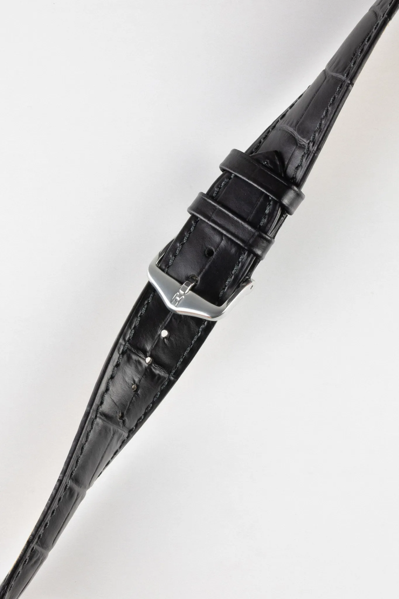 Hirsch DUKE NQR Alligator Embossed Leather Watch Strap - BLACK
