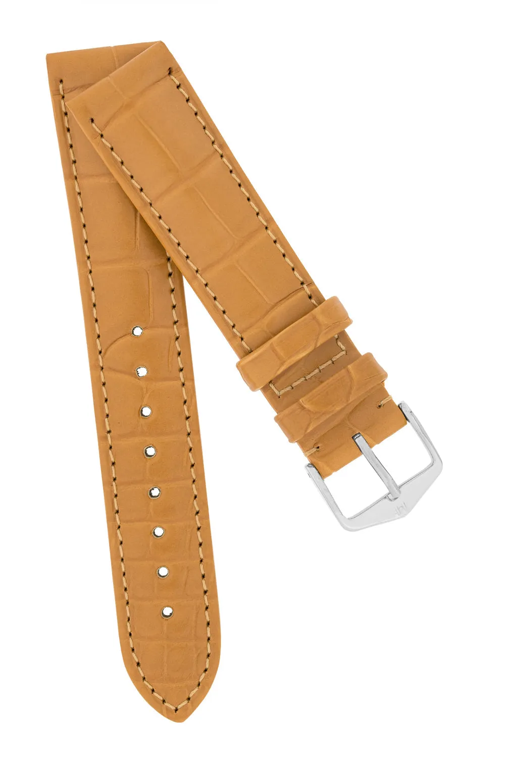 Hirsch EARL Genuine Alligator Watch Strap in HONEY