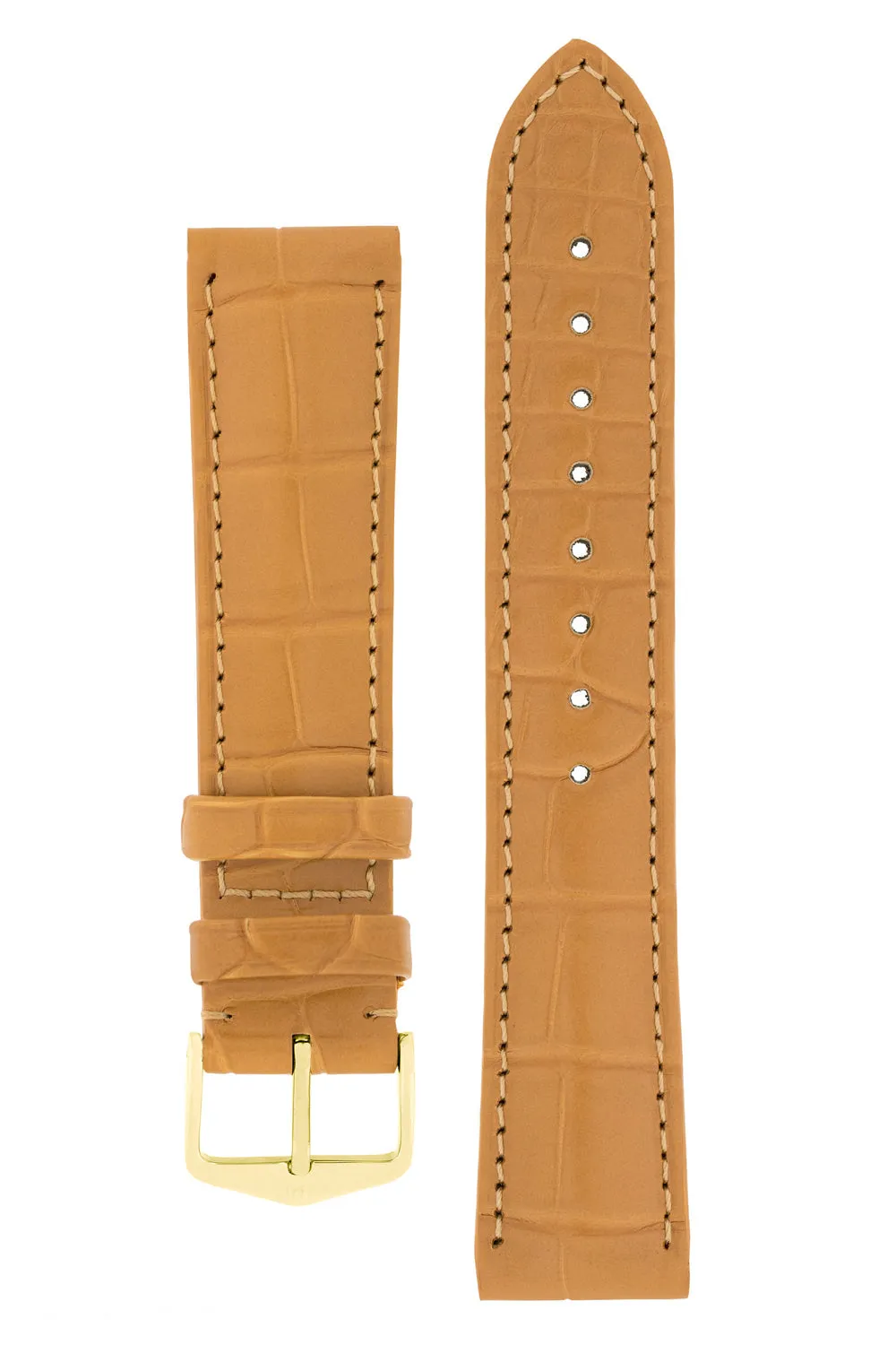 Hirsch EARL Genuine Alligator Watch Strap in HONEY
