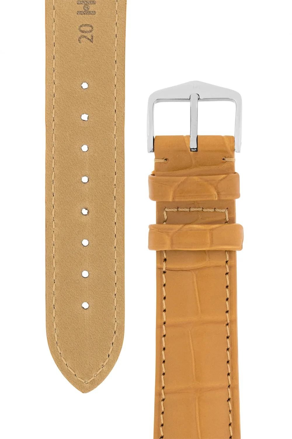 Hirsch EARL Genuine Alligator Watch Strap in HONEY