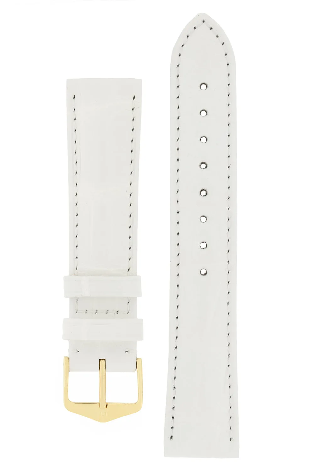 Hirsch EARL Genuine Alligator Watch Strap in WHITE