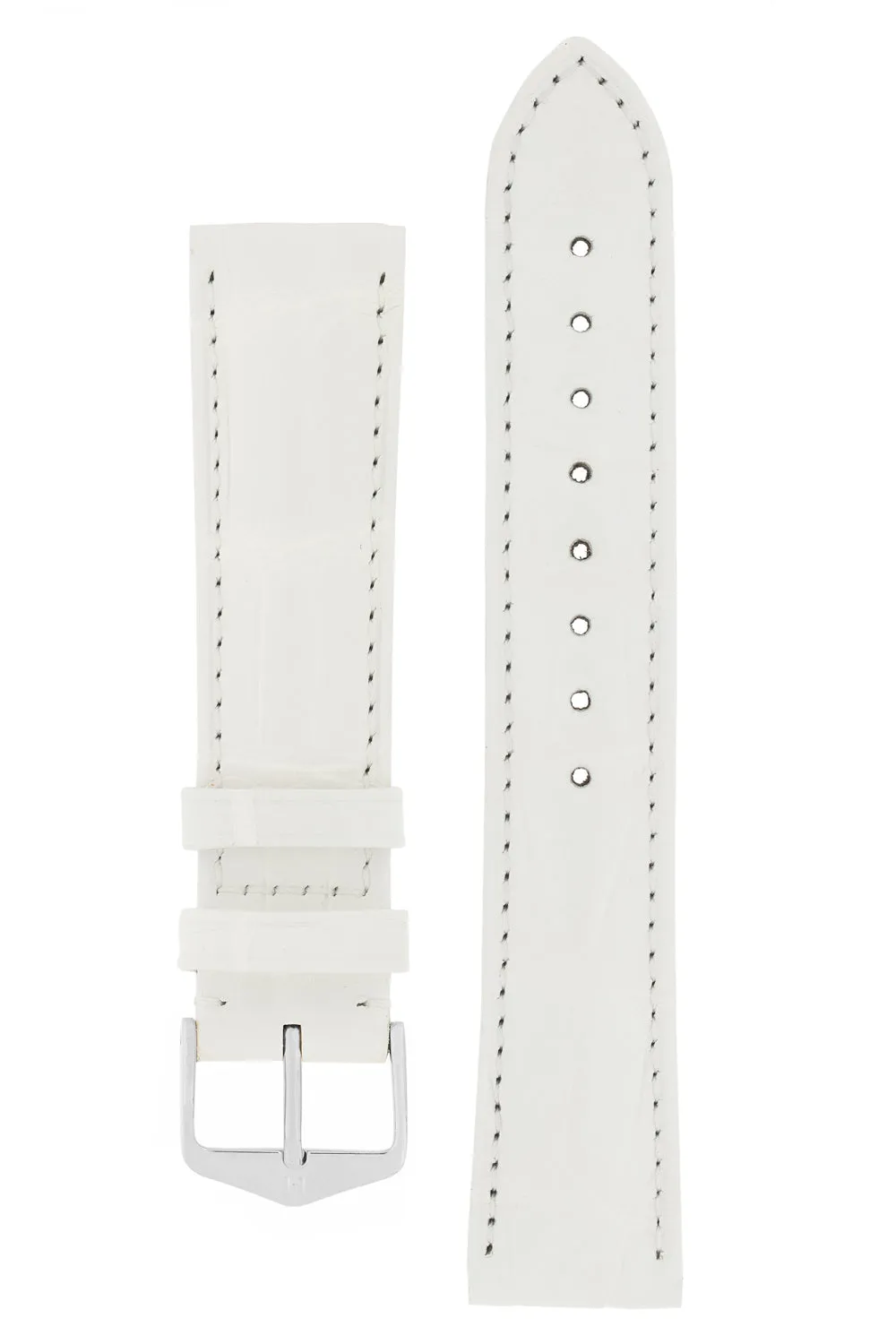Hirsch EARL Genuine Alligator Watch Strap in WHITE
