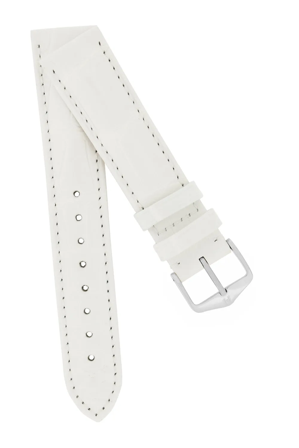 Hirsch EARL Genuine Alligator Watch Strap in WHITE