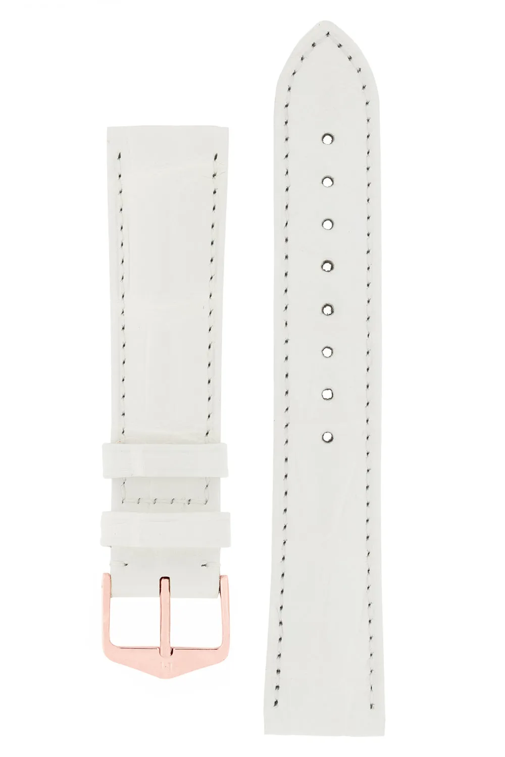 Hirsch EARL Genuine Alligator Watch Strap in WHITE