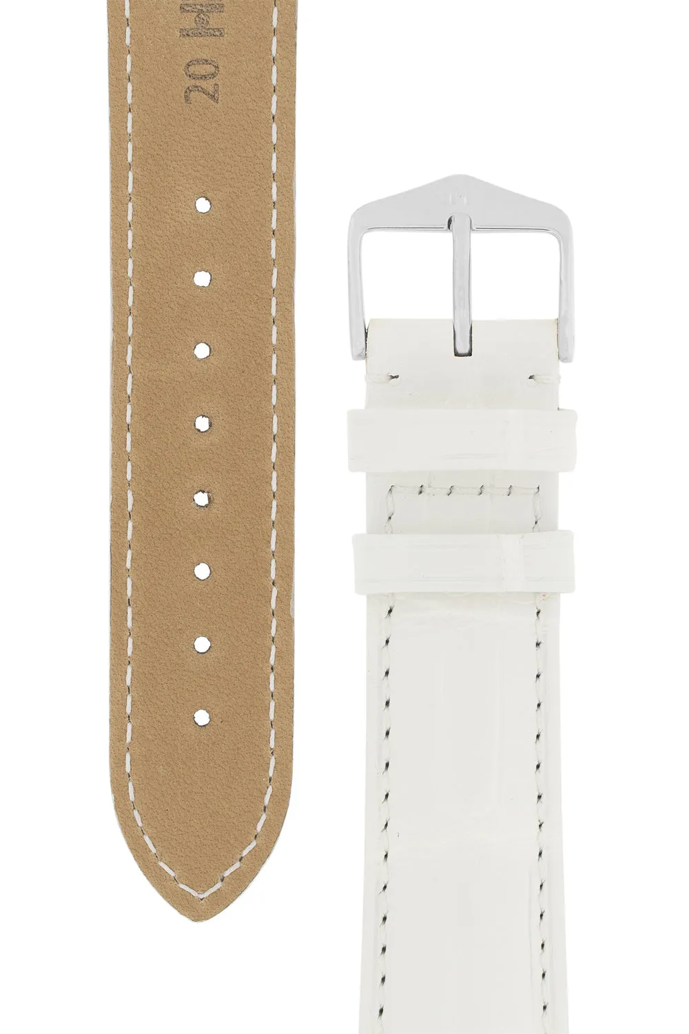 Hirsch EARL Genuine Alligator Watch Strap in WHITE