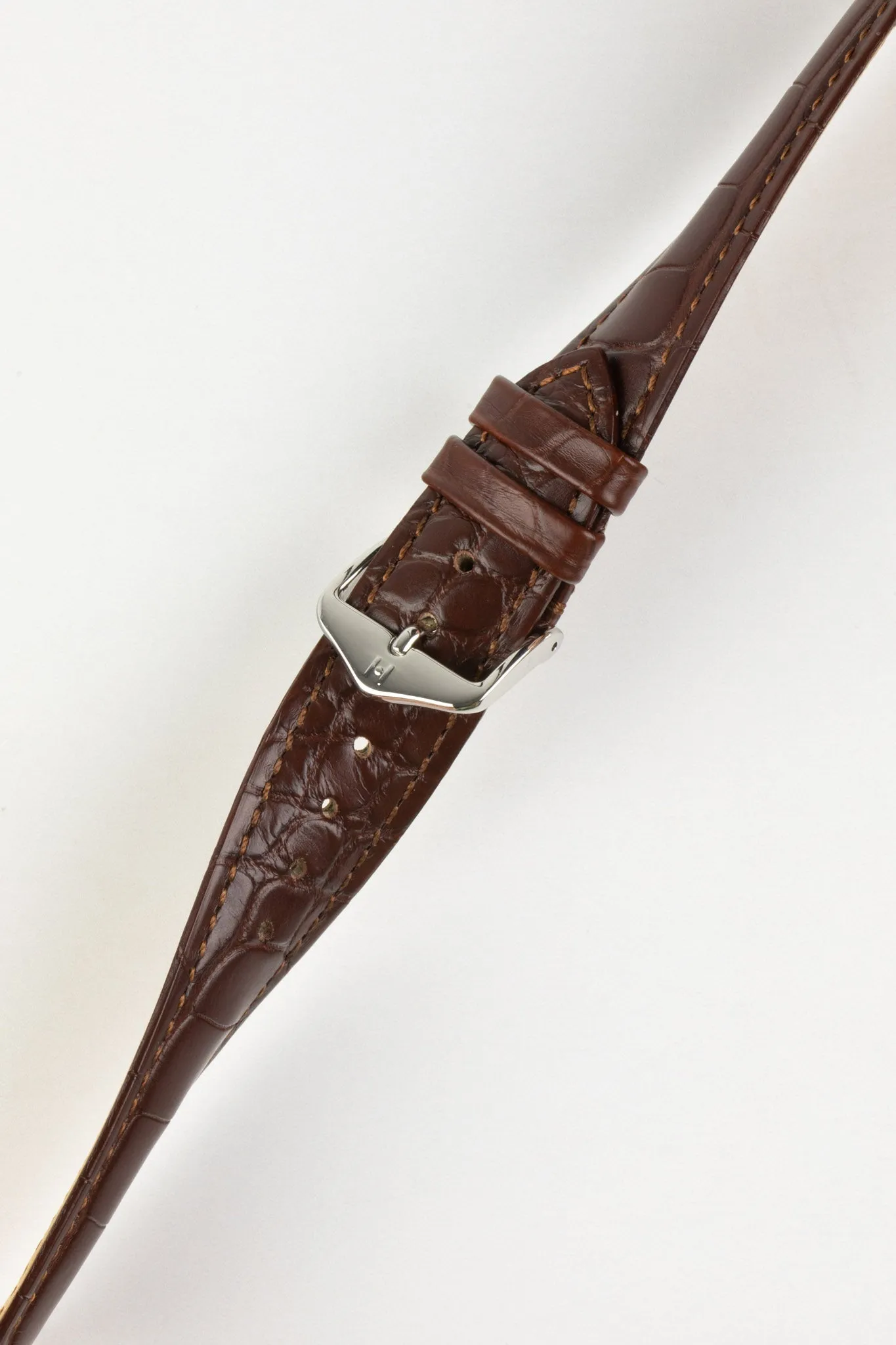 Hirsch GENUINE ALLIGATOR NQR Louisiana Alligator Leather Watch Strap in BROWN