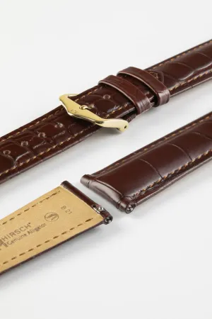 Hirsch GENUINE Louisiana Alligator Quick-Release Watch Strap in BROWN