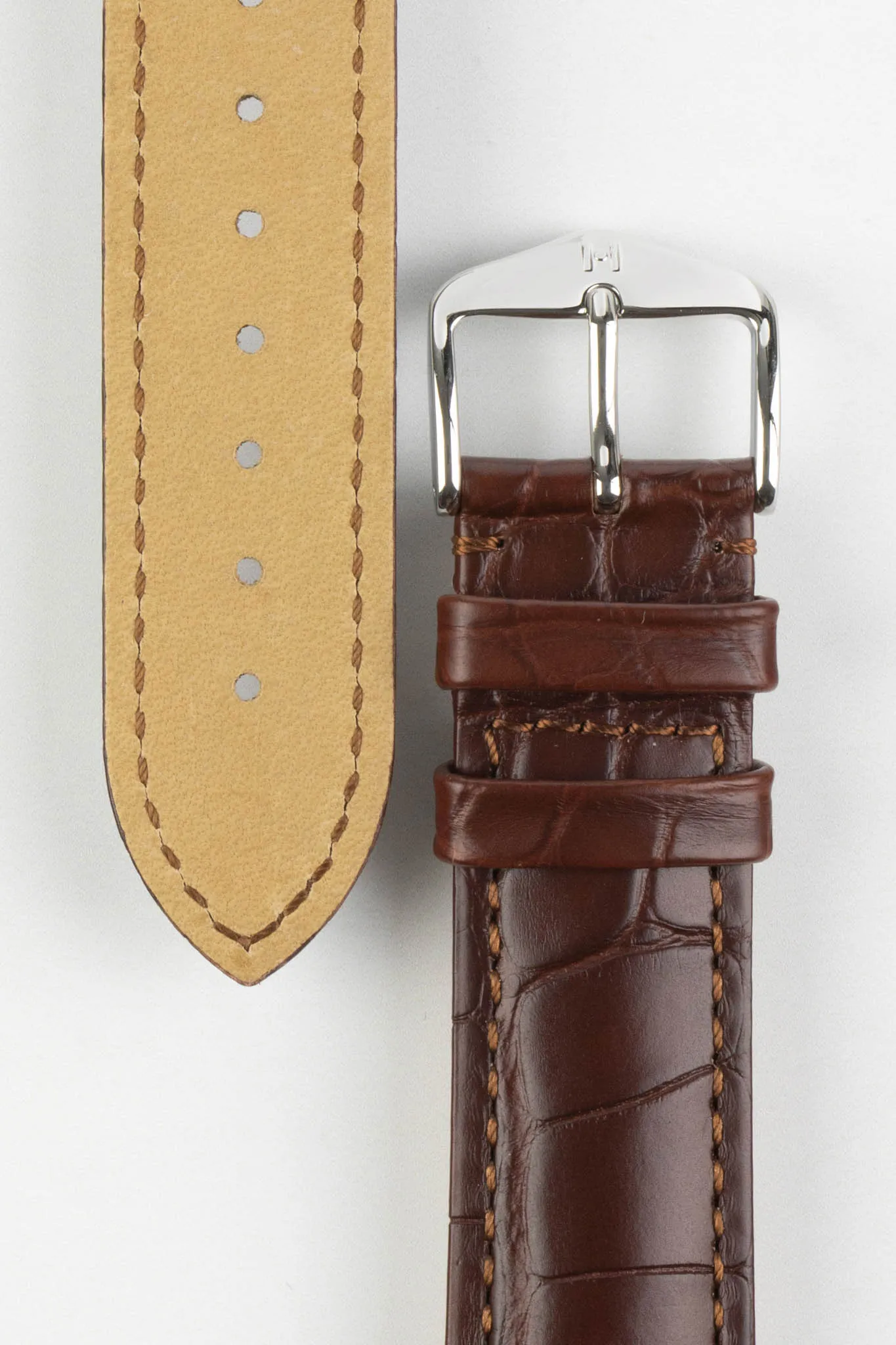 Hirsch GENUINE Louisiana Alligator Quick-Release Watch Strap in BROWN