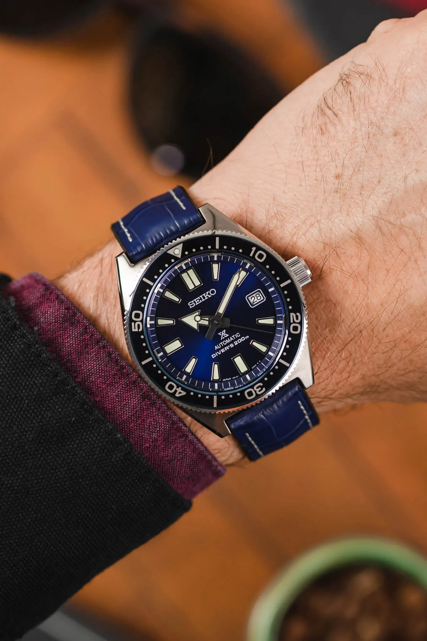 Hirsch GEORGE Alligator Printed Performance Blue Watch Strap