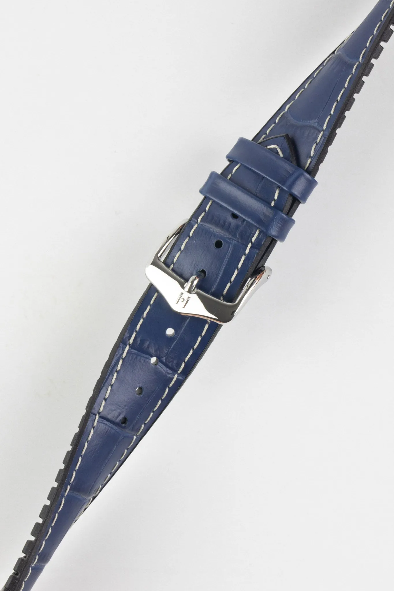Hirsch GEORGE Alligator Printed Performance Blue Watch Strap