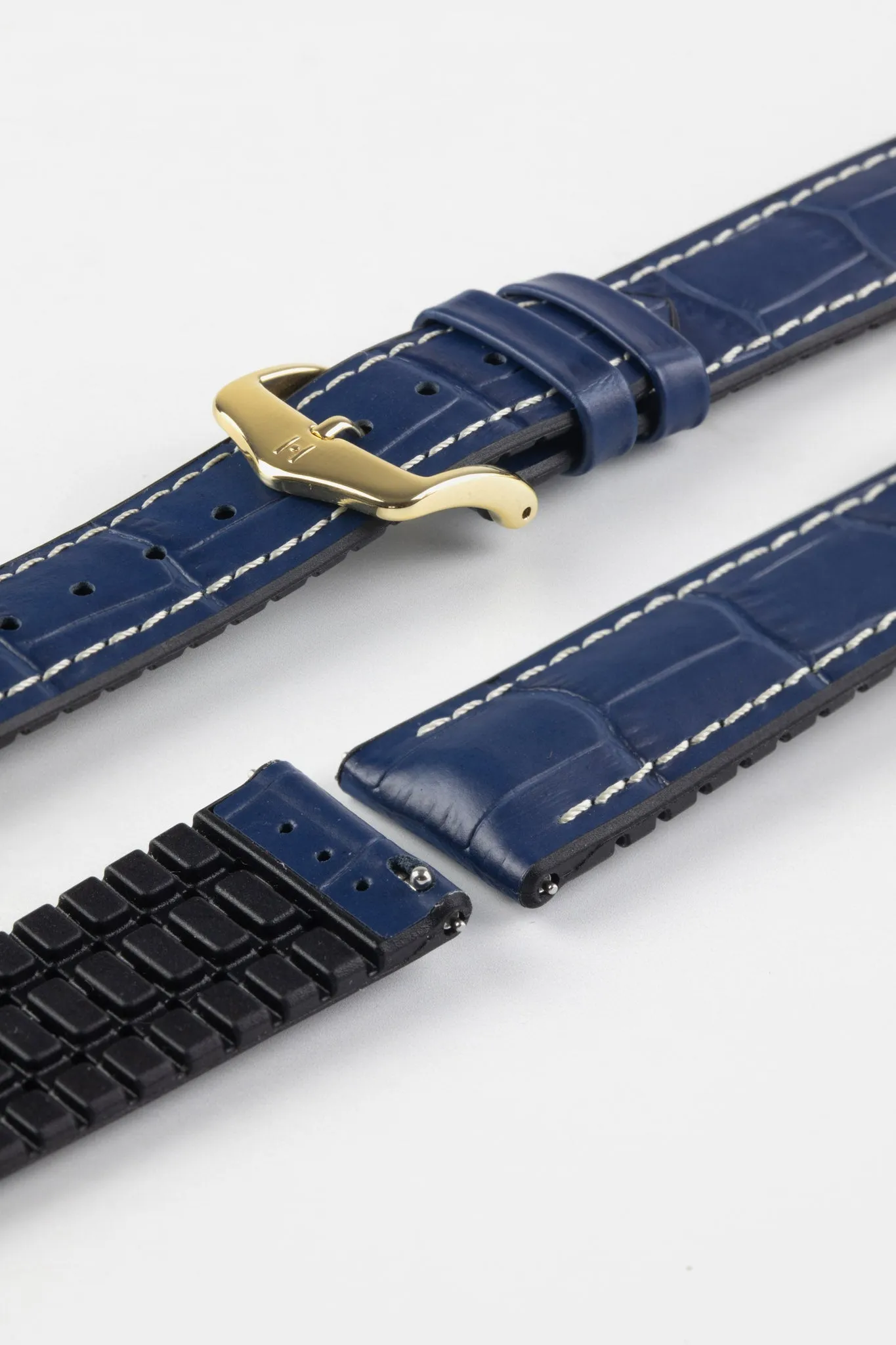 Hirsch GEORGE Alligator Printed Performance Blue Watch Strap