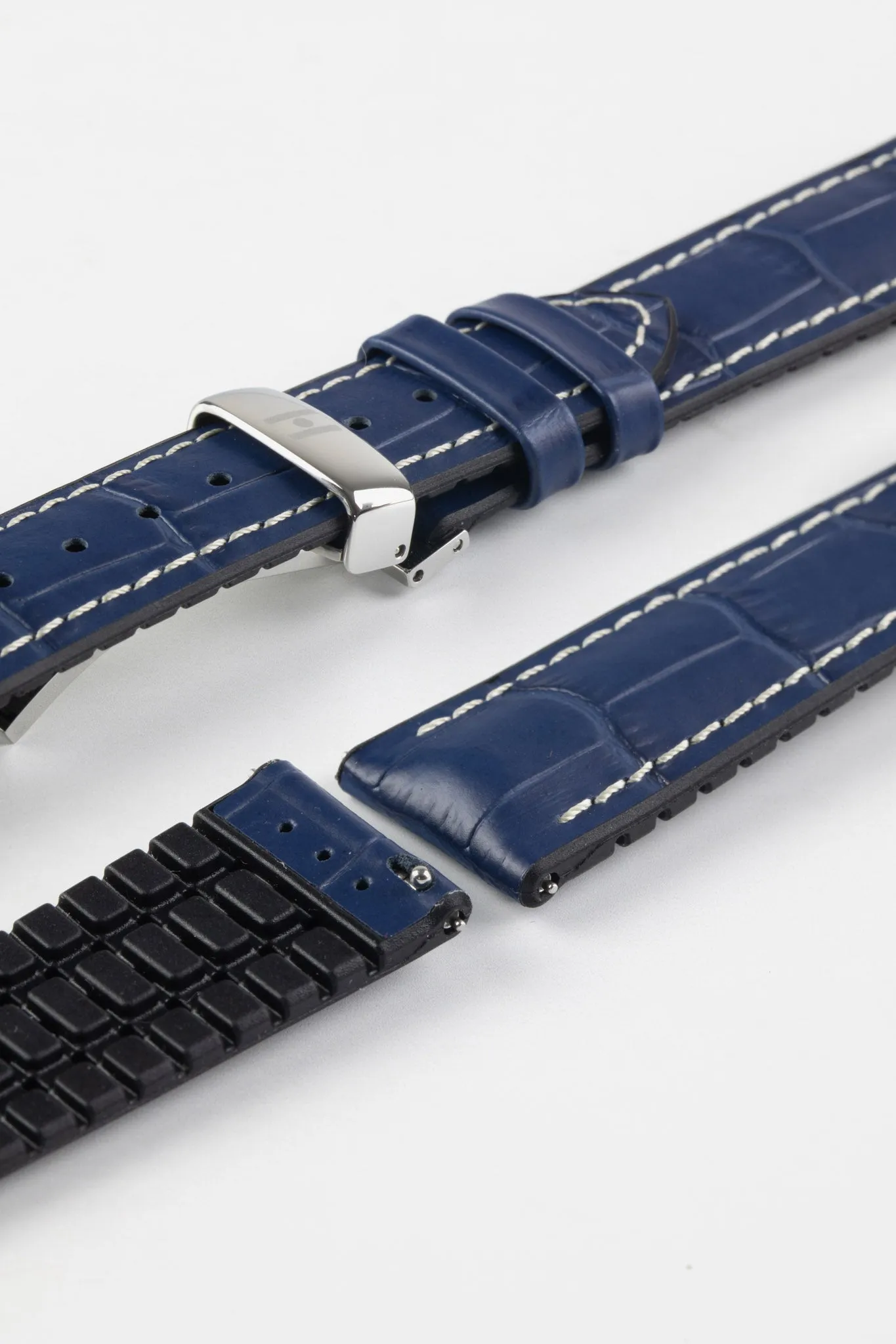 Hirsch GEORGE Alligator Printed Performance Blue Watch Strap