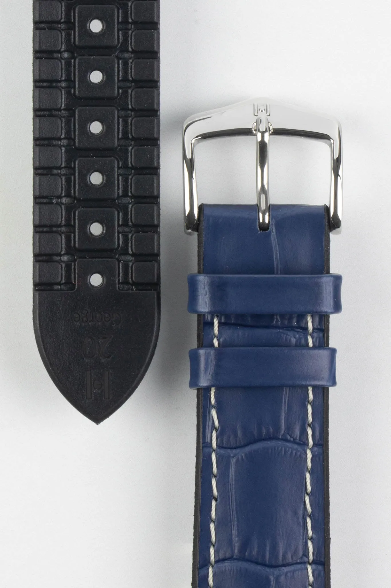 Hirsch GEORGE Alligator Printed Performance Blue Watch Strap