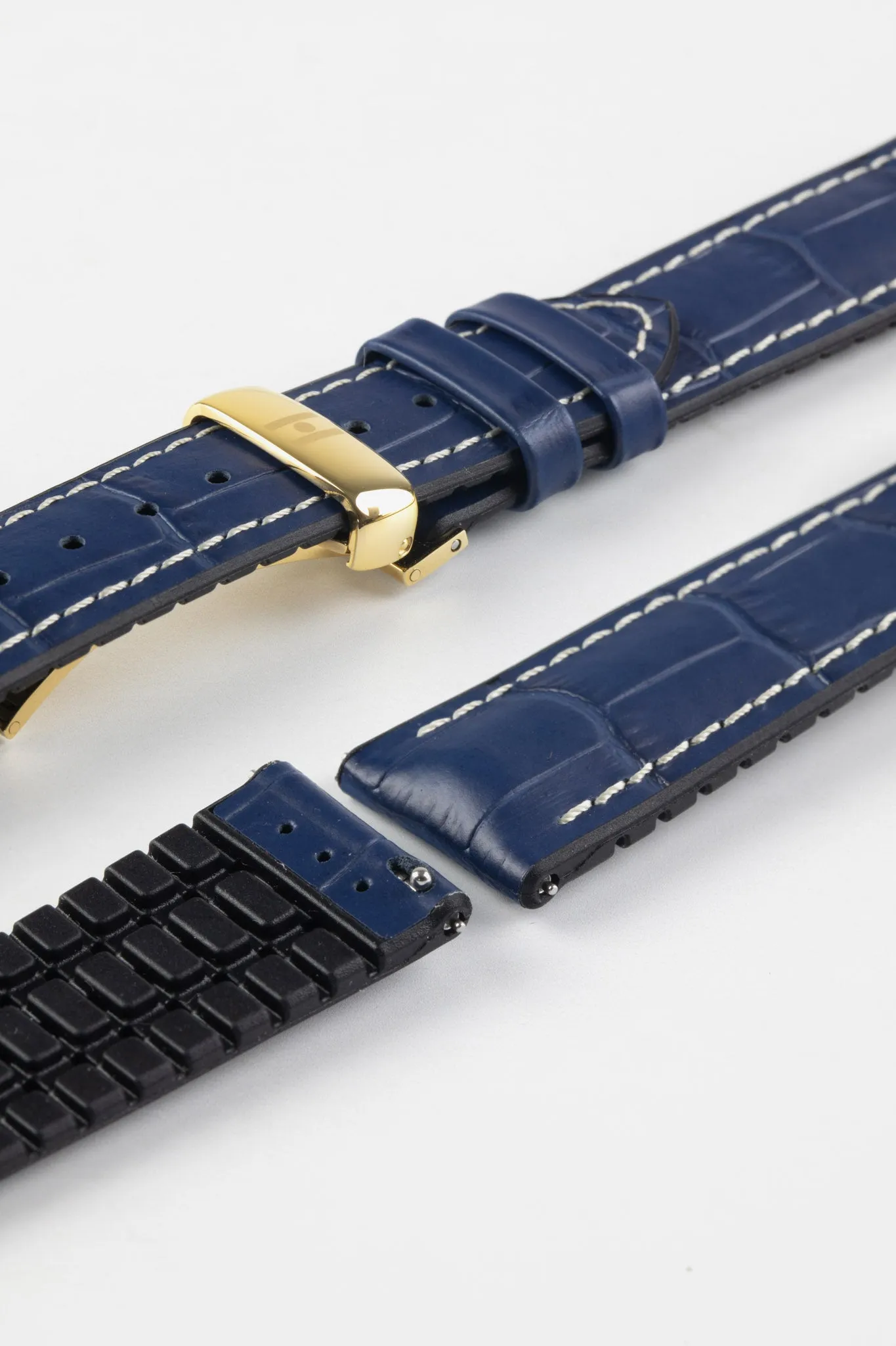 Hirsch GEORGE Alligator Printed Performance Blue Watch Strap