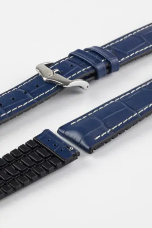 Hirsch GEORGE Alligator Printed Performance Blue Watch Strap