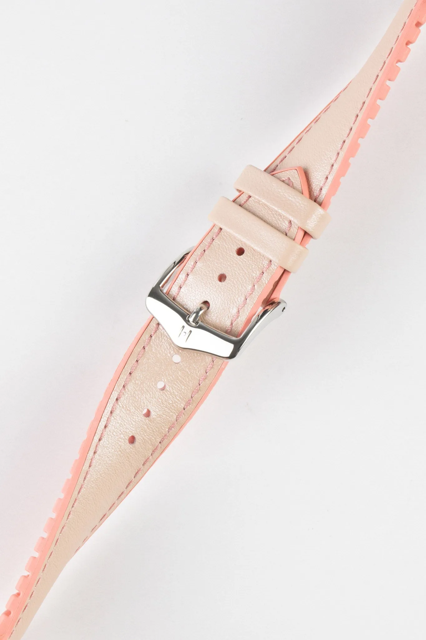 Hirsch LINDSEY Ladies Leather & Rubber Performance Watch Strap in ROSE/APRICOT