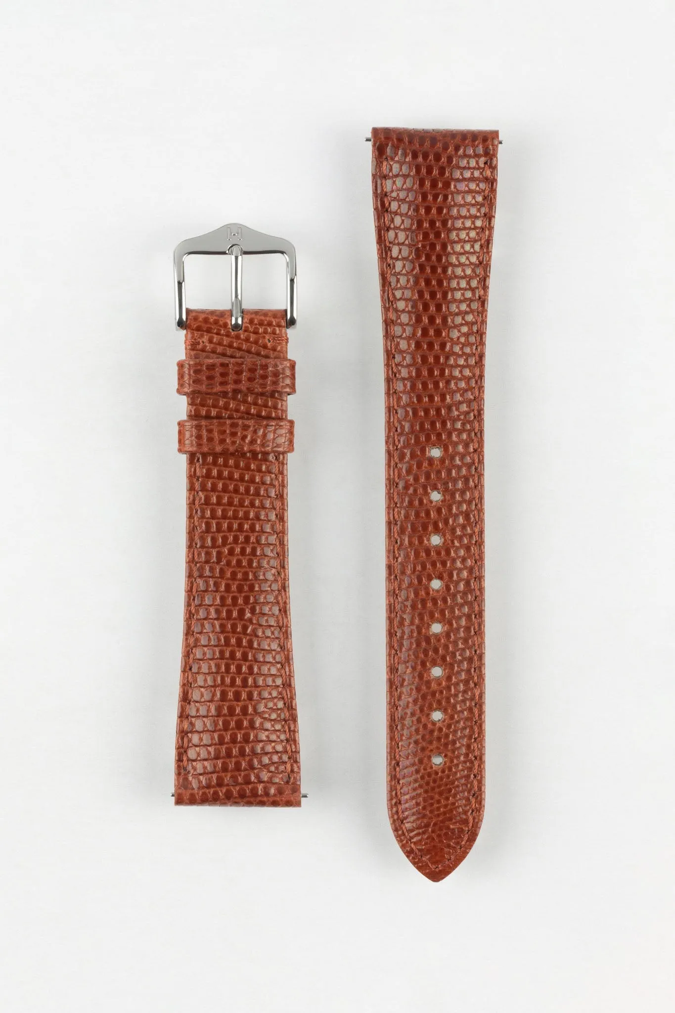 Hirsch LONDON Lizard Leather Watch Strap in GOLD BROWN