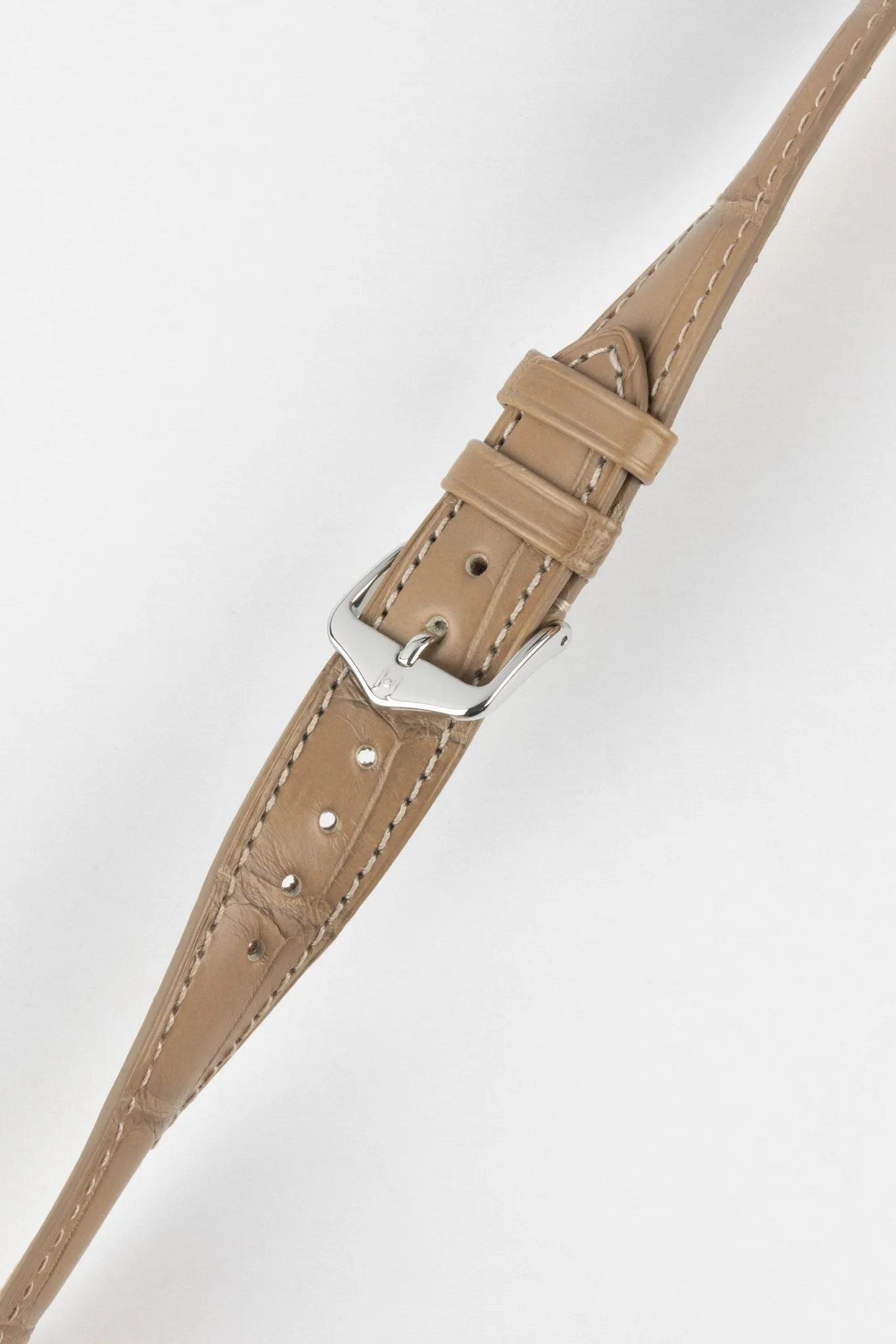 Hirsch LONDON Matt Alligator Leather Watch Strap in BEIGE