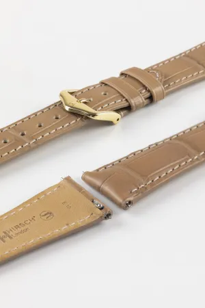 Hirsch LONDON Matt Alligator Leather Watch Strap in BEIGE