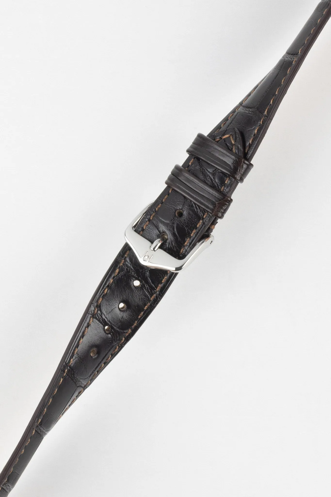 Hirsch LONDON Matt Alligator Leather Watch Strap in DARK BROWN