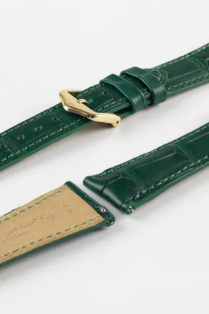 Hirsch LONDON Matt Alligator Leather Watch Strap in DARK GREEN