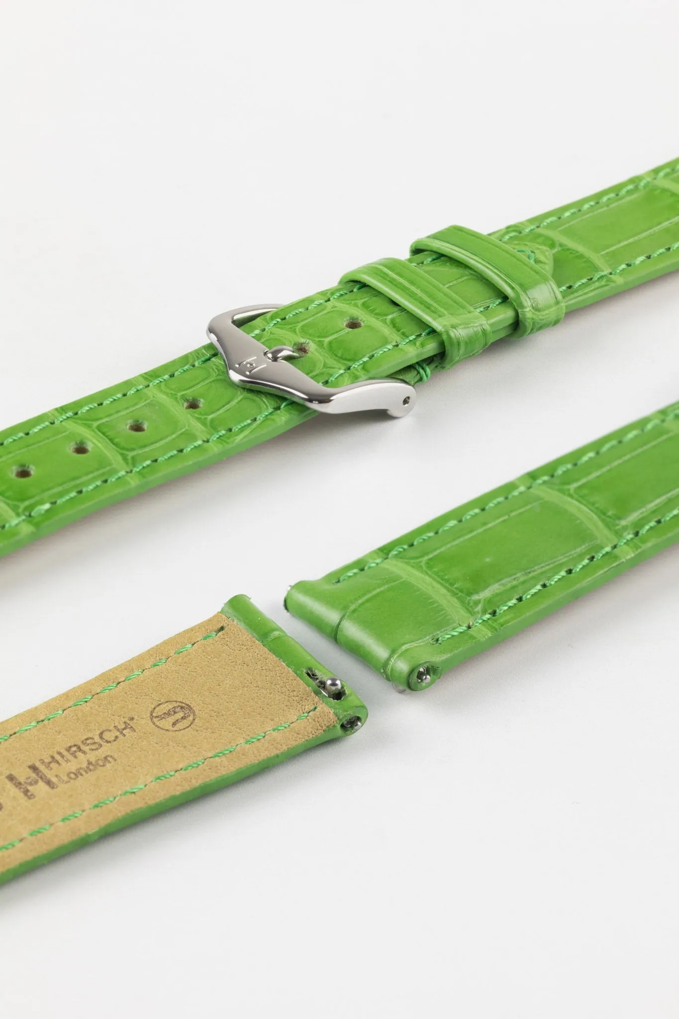 Hirsch LONDON Matt Alligator Leather Watch Strap in GREEN