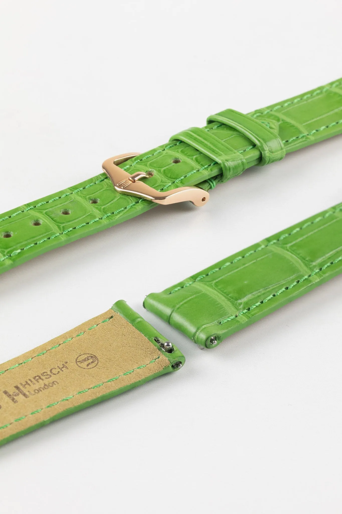 Hirsch LONDON Matt Alligator Leather Watch Strap in GREEN