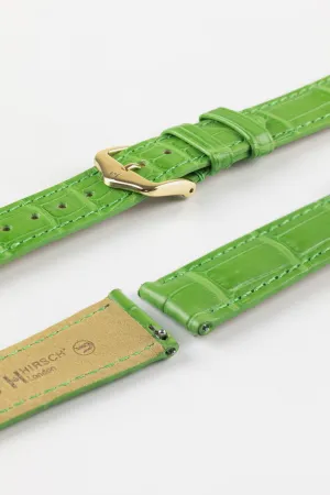 Hirsch LONDON Matt Alligator Leather Watch Strap in GREEN
