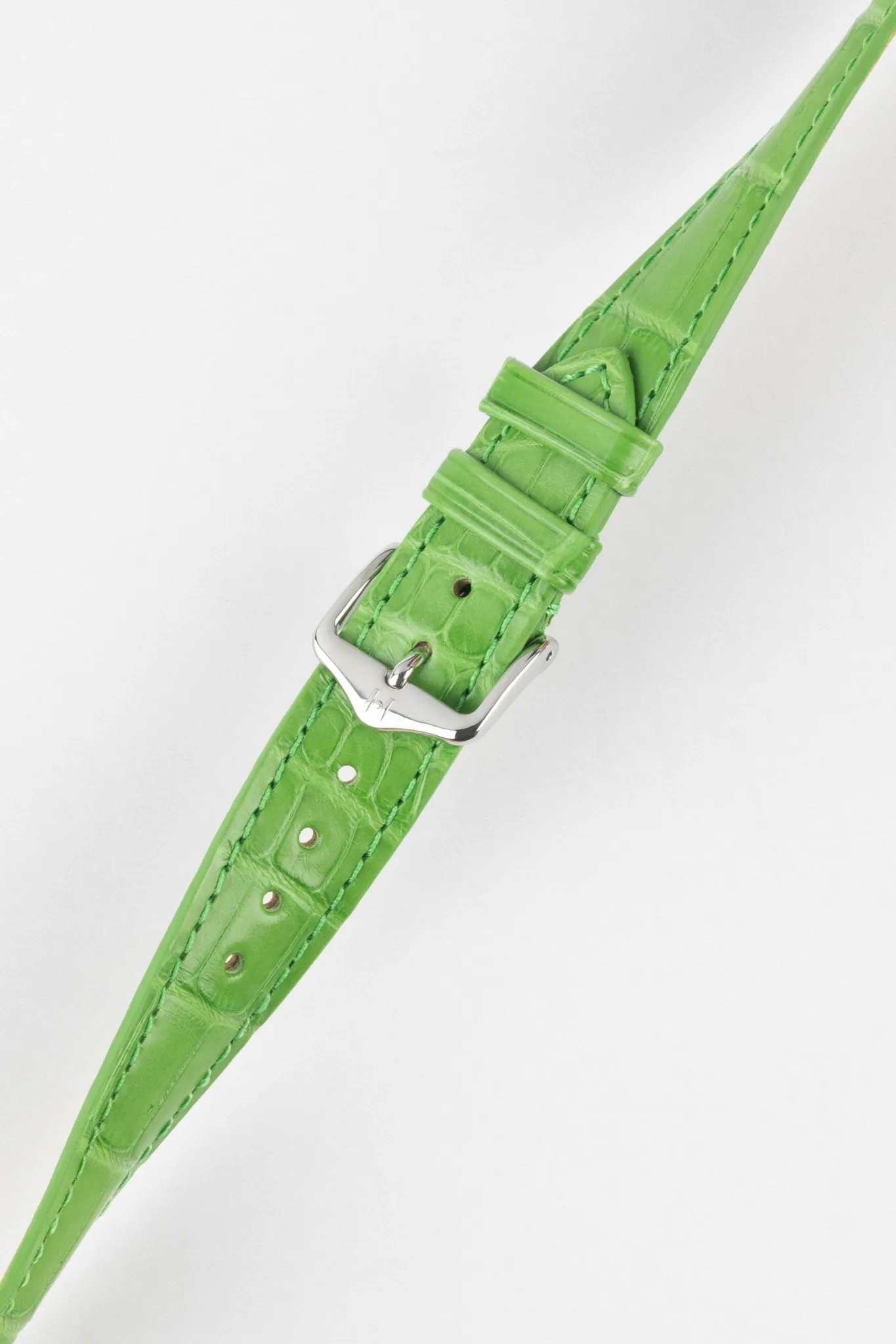 Hirsch LONDON Matt Alligator Leather Watch Strap in GREEN