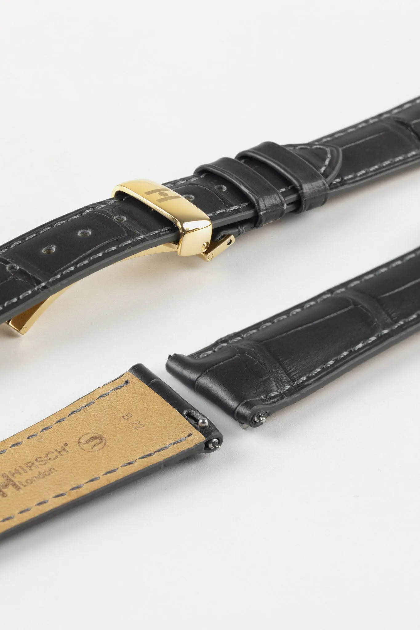 Hirsch LONDON Matt Alligator Leather Watch Strap in GREY