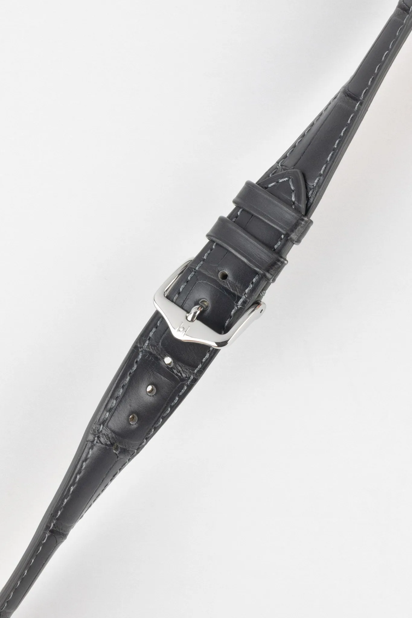 Hirsch LONDON Matt Alligator Leather Watch Strap in GREY