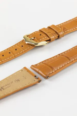 Hirsch LONDON Matt Alligator Leather Watch Strap in HONEY